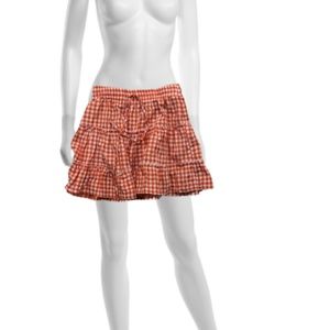 White and Orange Gingham Shein Skirt Size Small